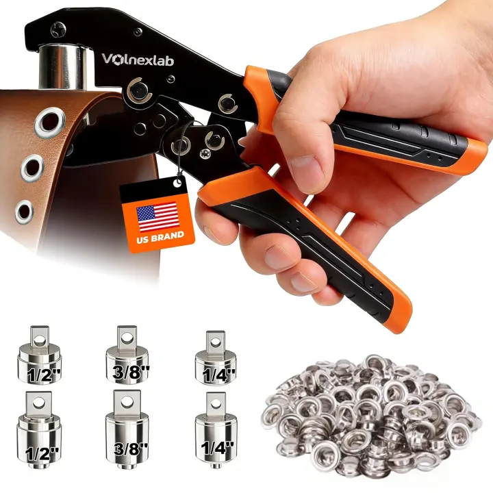 3-Size Grommet Pliers Kit with 300 Metal Eyelets